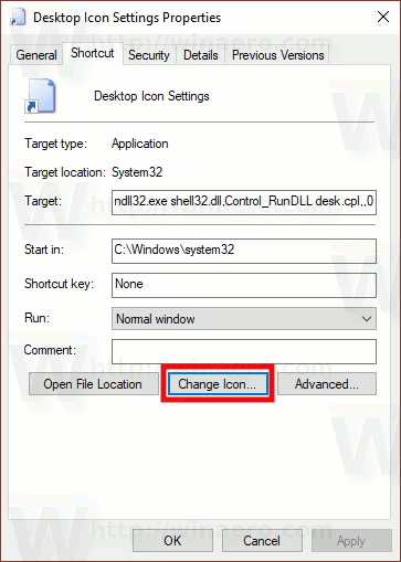 Windows 10 Desktop Icon Settings Change Icon Button