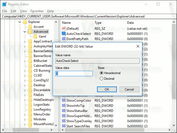 Windows 10 Enable Checkboxes In Registry