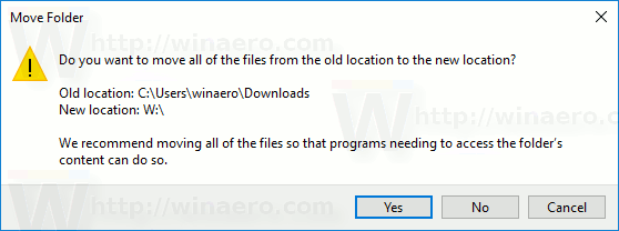 Windows 10 Перемещение загрузок