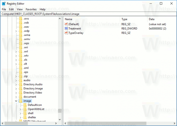 Внешний вид эскиза реестра Windows 10
