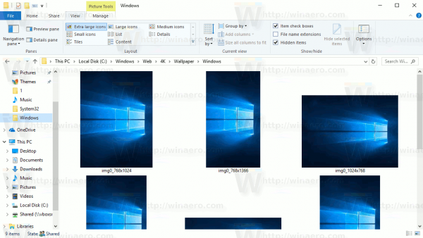 Миниатюры Windows 10 без границ