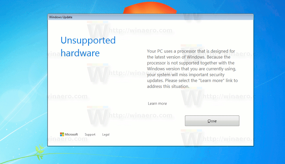 Windows 7 Unsupported Hardware