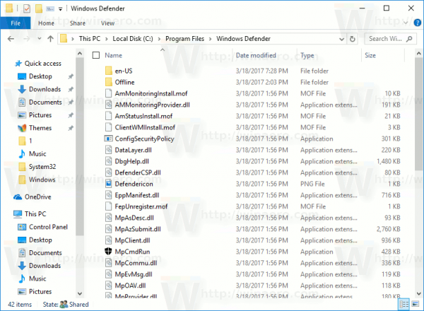 Windows Defender Folder