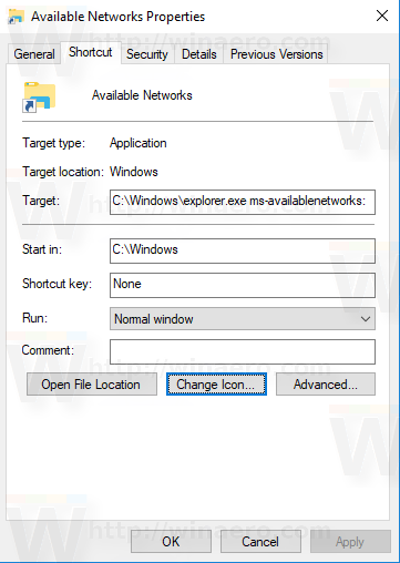 Available Networks Shortcut Change Icon Button