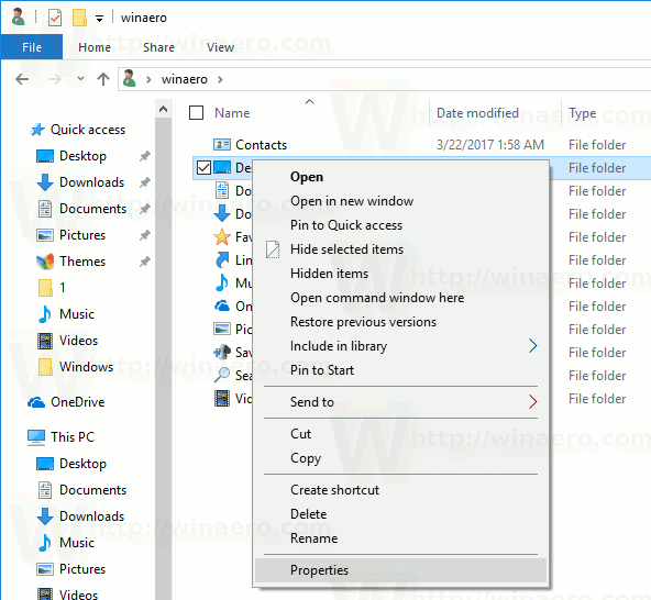 Desktop Folder Properties Context Menu