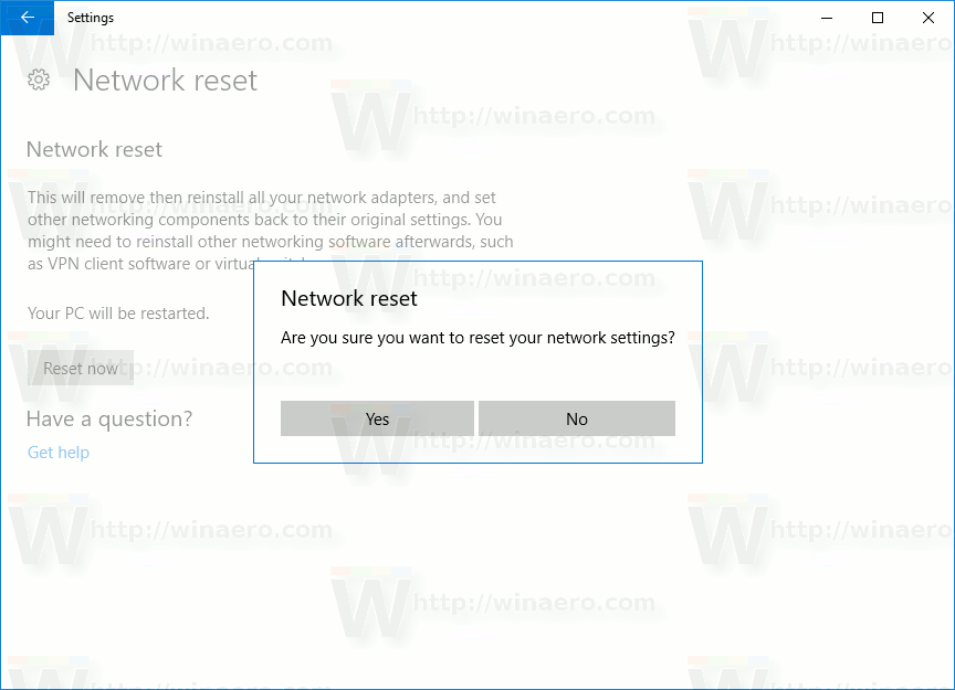 how to restore network connection windows 10