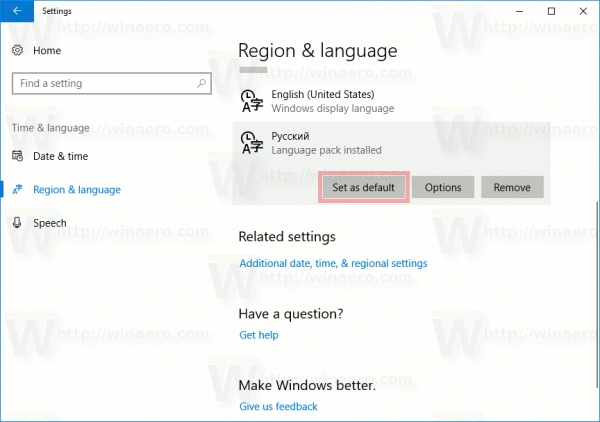Windows 10 Change Display Language
