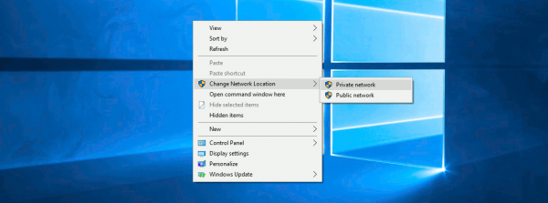 Windows 10 Change Network Location Context Menu