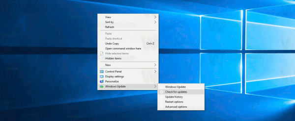 Windows Update Context Menu Windows 10