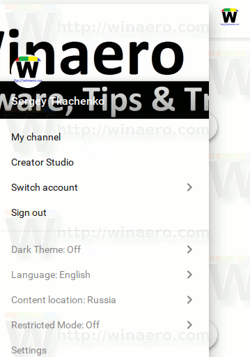 Youtube New Profile Menu