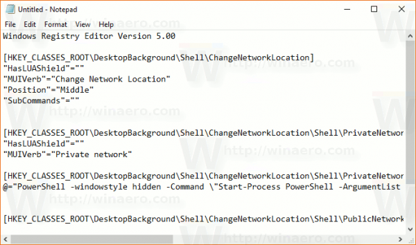 Network Location Tweak Contents