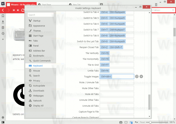 Vivaldi Toggle Images Hotkey