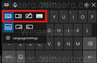 Изменить раскладку сенсорной клавиатуры Windows 10