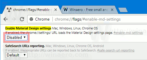 Chrome 59 Disable Material Settings