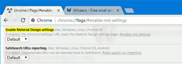 Chrome 59 Material Settings Flag