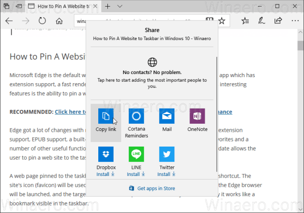 Edge Copy Link Windows 10 