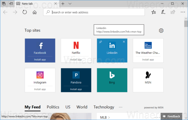 Edge Opened In Windows 10 FCU 