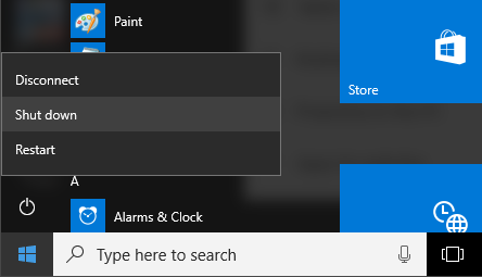 Sleep Removed From Start Windows 10