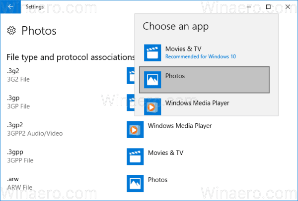 Windows 10 Change Defaults By App 