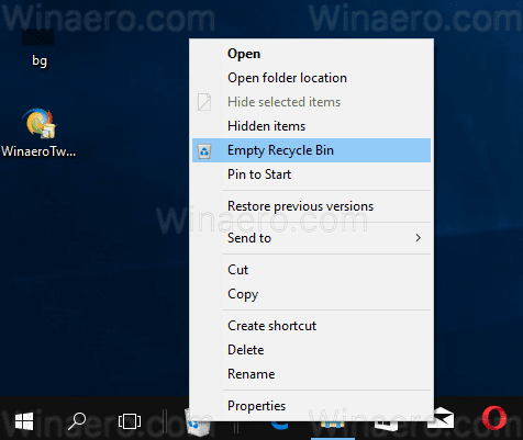 Windows 10 Empty Recycle Bin From Taskbar 