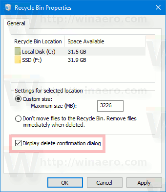 Windows 10 Enable Delete Confirmation