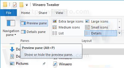 Windows 10 Enable Preview Pane With Ribbon 