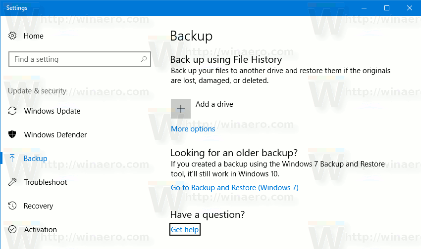 Windows file history