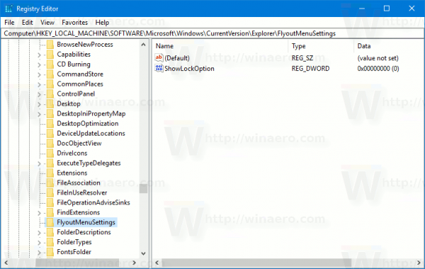 Windows 10 Lock Commandin Registry