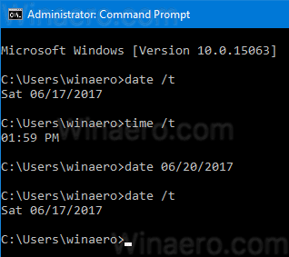 Windows 10 Cmd устанавливает новую дату