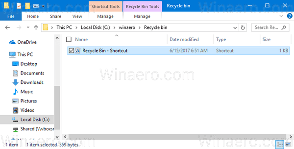 Windows 10 Create Recycle Shortcut 2 