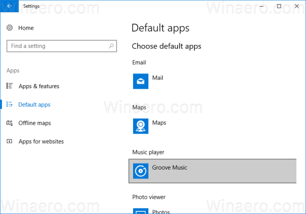 Windows 10 Defaults By App 