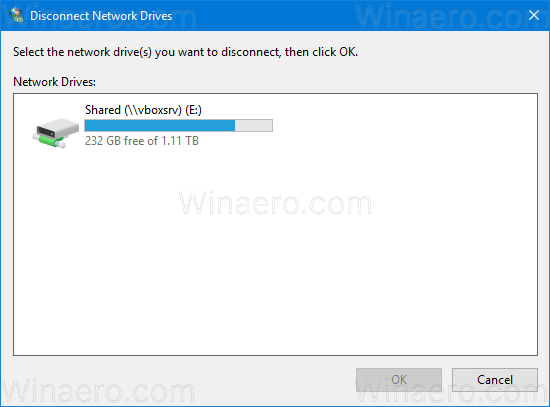Windows 10 Disconnect Network Drive Wizard 