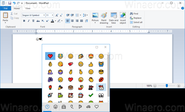 Windows 10 Emoji Panel 