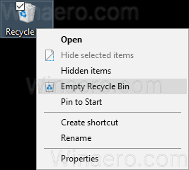 Windows 10 Empty Recycle Bin Context Menu 
