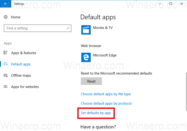 Windows 10 Set Defaults By App Link 