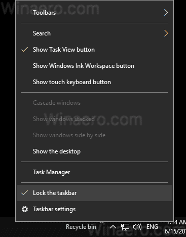 Windows 10 Taskbar Locked 