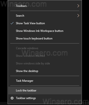 Windows 10 Taskbar Unlocked 