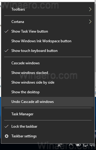  Windows 10 Annulla Cascade Windows 