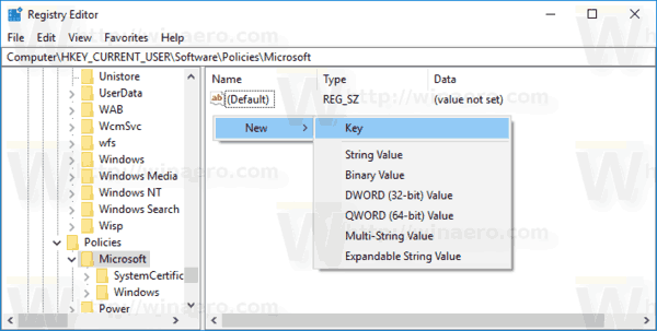 Create IE Policies Key 1 