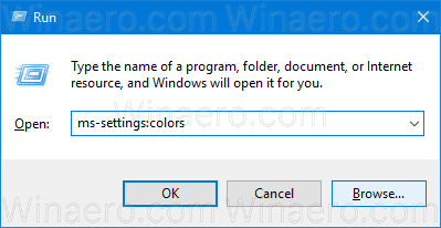 Запустите Ms Settings Colors Windows 10