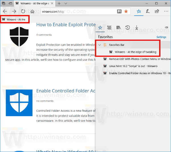 Edge Favorites Bar In Action 