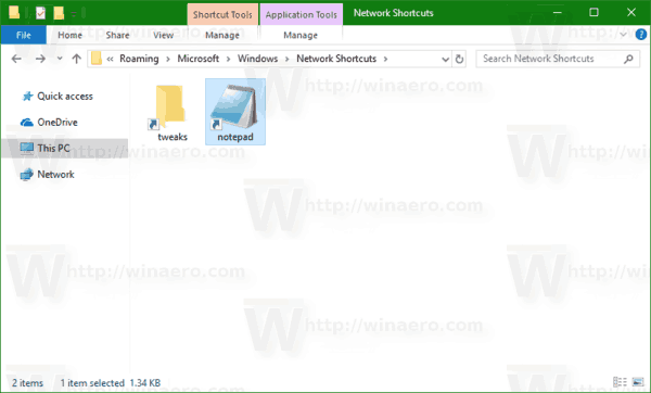 Network Location Notepad Shortcut In File Explorer