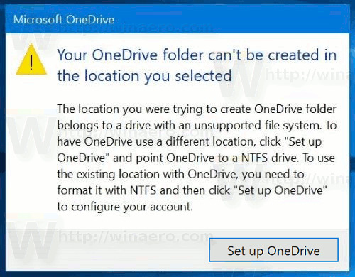 OneDrive Error Message