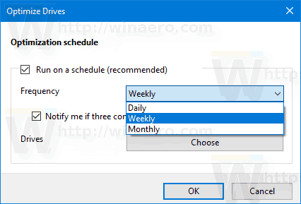 Optimize Drives Enable Schedule 