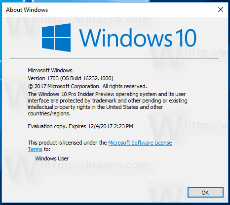 Windows 10 16232 Winver 