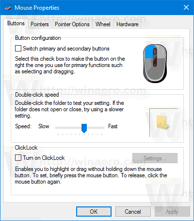 Свойства мыши Windows 10