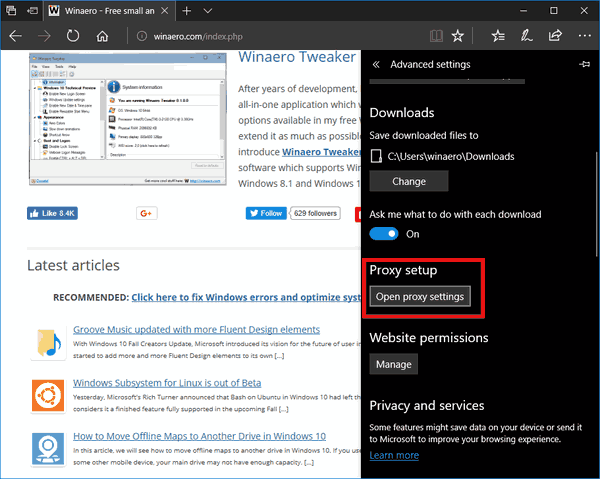 Windows 10 Proxy Configuration In Edge