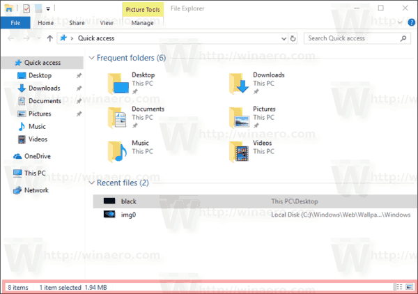 Windows 10 Status Bar In Explorer