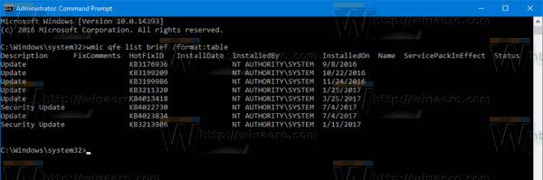 Windows 10 List Of Installed Updates Command Prompt
