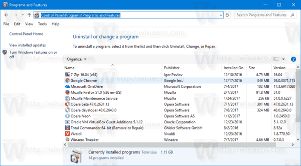 Windows 10 Uninstall A Program Window